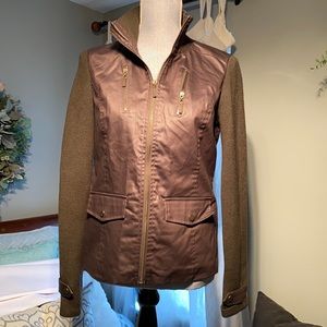 Tommy Hilfiger lightweight Moto knit sleeve jacket brown small